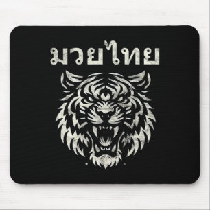 Muay Thai Språk Tatuering Tiger Ryter Kickboxning Musmatta
