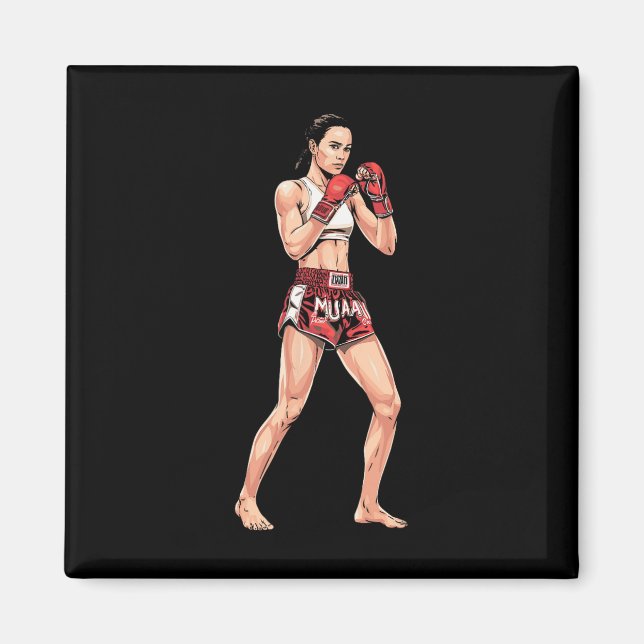 Muay Thai-ställning Comt Sport En kickboxningsfan  Magnet (Framsidan)