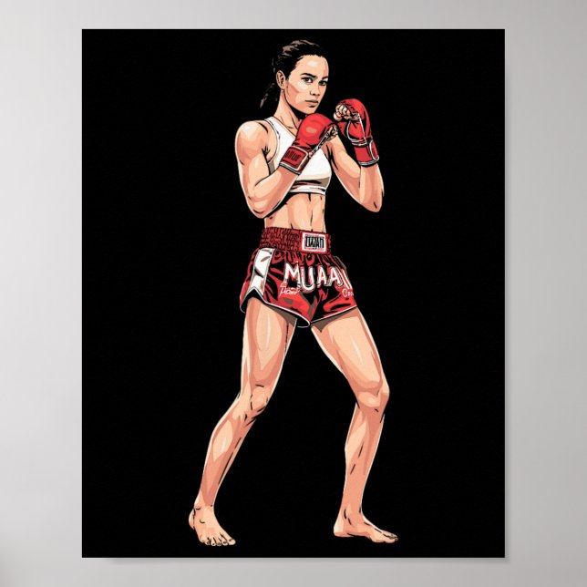 Muay Thai-ställning Comt Sport En Kickboxningsfan  Poster (Framsidan)