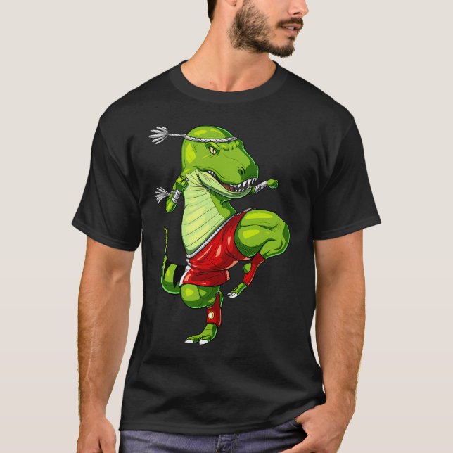 Muay Thai T-Rex Dinosaurie T Shirt (Framsida)