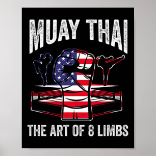 Muay Thai tha konst av 8 lemmar fighter kampsport Poster
