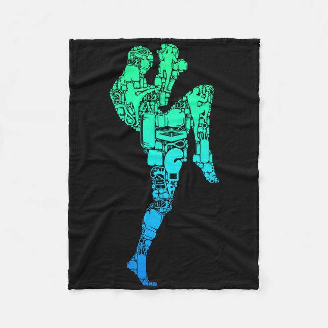 Muay Thai Thai Boxes Taekwondo Boys Children Manar Fleecefilt (Framsidan)