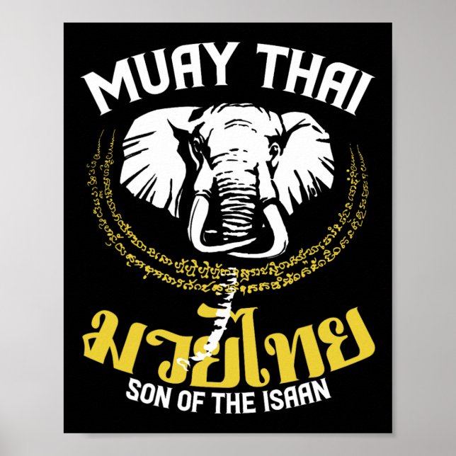 Muay Thai Thai Boxing Elephant Gift Martial Arts Poster (Framsidan)