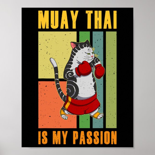 Muay Thai Thailand Fist Ring Knee Fighter Techniqu Poster (Framsidan)