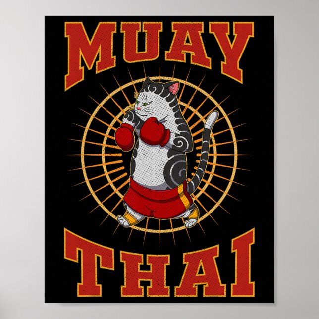 Muay Thai Thailand Fist Ring Knee Fighter Techniqu Poster (Framsidan)