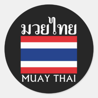 Muay Thai + Thailand Flagga Runt Klistermärke