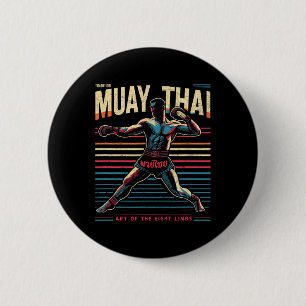 Muay Thai Thailand Kickboxning Mma Fighter Vintage Knapp