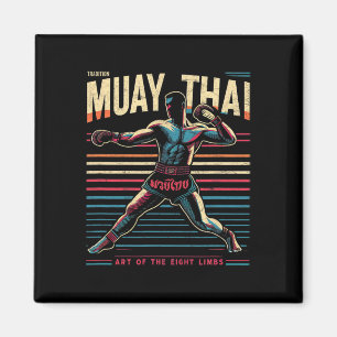 Muay Thai Thailand Kickboxning Mma Fighter Vintage Magnet