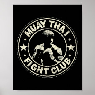 Muay Thai Thailand Kickboxning Mma Fighter Vintage Poster