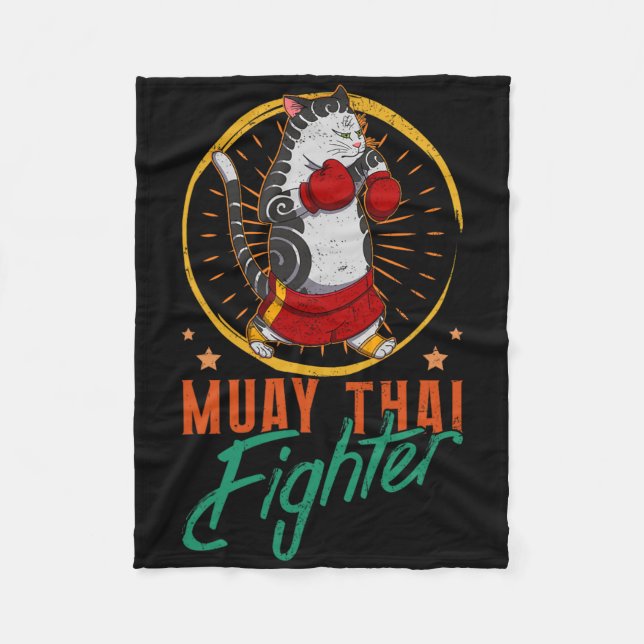 Muay Thai Thailand Knoge Ring Knä Fighter Teknik Fleecefilt (Framsidan)