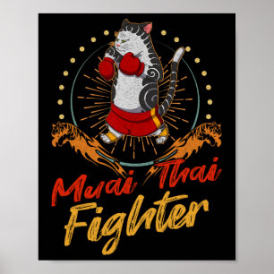 Muay Thai Thailand nävar ring knä fighter teknik Poster