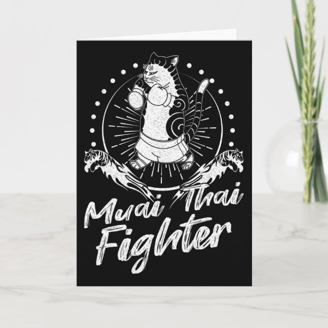 Muay Thai Thailand Näve Ring Knä Fighter Teknik Kort (Framsida)