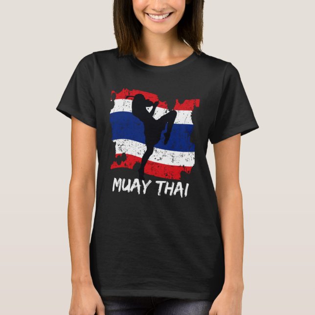 Muay Thai Thaïlande Flagga Thai Boxing Kickboxing T Shirt (Framsida)