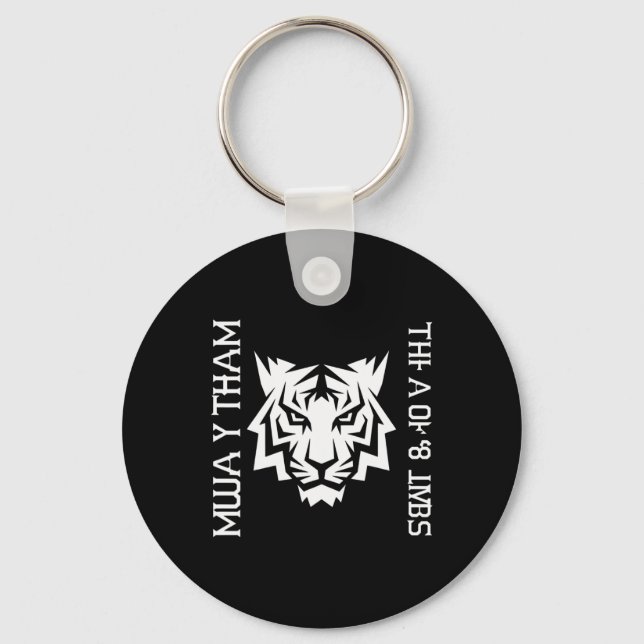 Muay Thai Tiger Art Of 8 Lemmar Kickboxning Design Nyckelring (Framsida)