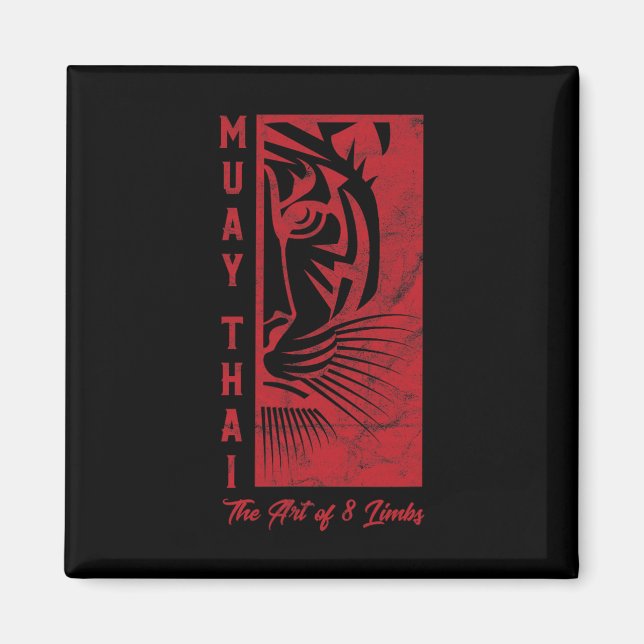 Muay Thai Tiger Art Of 8 Limbs Kickboxning Present Magnet (Framsidan)