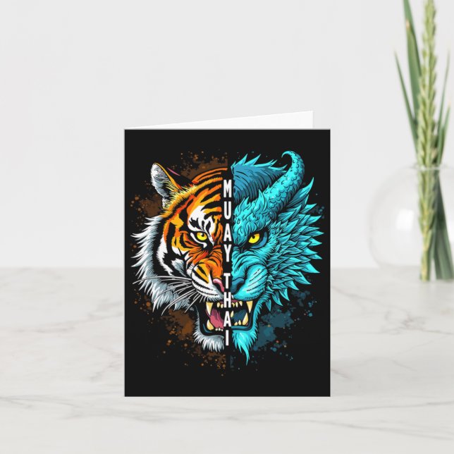 Muay Thai Tiger Dragon Fusion Art Kort (Framsida)