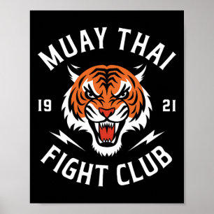 Muay Thai Tiger Fight Kickboxning Utövare Thaiboxn Poster