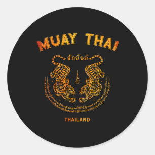 Muay Thai Tiger Sak Yant Tattoo Kickboxning Thaila Runt Klistermärke