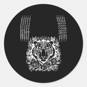 Muay Thai Tiger Tattoo Kickboxning Asiatisk Kultur Runt Klistermärke