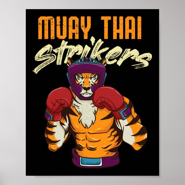 Muay Thai Tiger Thai Boxing Thailand Kickboxing 1 Poster (Framsidan)