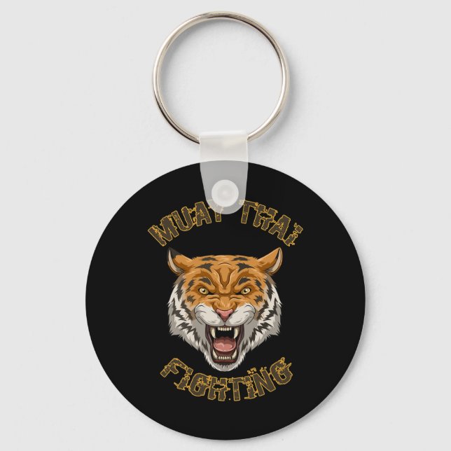 Muay Thai Tiger - Thailändsk boxning och kickboxni Nyckelring (Framsida)