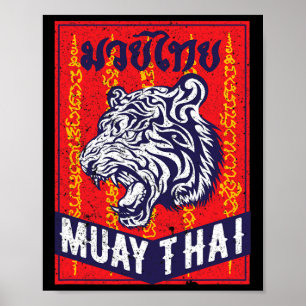 Muay Thai Tiger Tränings Mma Gatukamp Kickboxi Poster
