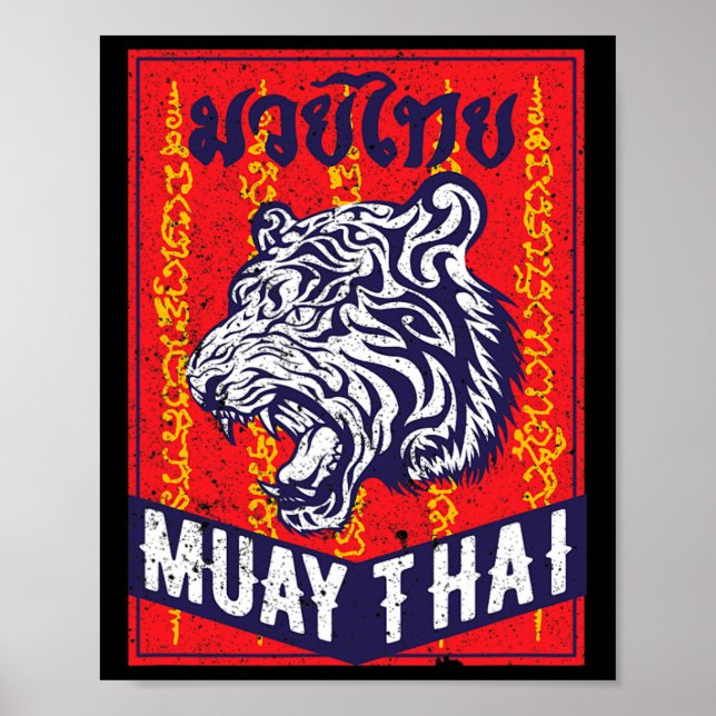 Muay Thai Tiger Tränings Mma Gatukamp Kickboxi Poster (Framsidan)