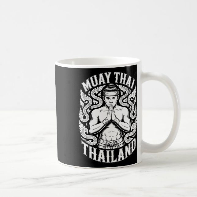 Muay Thai-träningskickboxing Thailand Vintage Tig Kaffemugg (Höger)