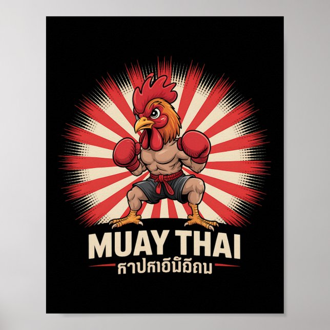 Muay Thai Tupp Fighter Kickboxing Boxing Sporty Poster (Framsidan)