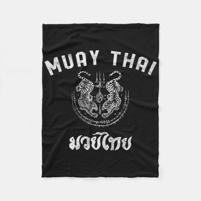Muay Thai Twin Tiger Kickboxning Mma Present - Vit Fleecefilt (Framsidan)