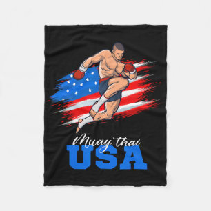 Muay Thai Usa-stödteam Amerikansk flagg Kickboxin Fleecefilt