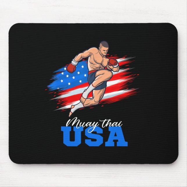 Muay Thai Usa-stödteam Amerikansk flagga kickboxni Musmatta (Framsidan)