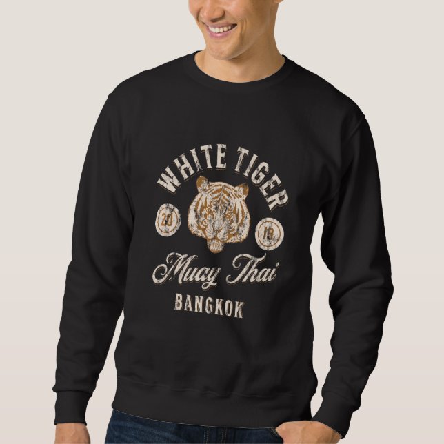 Muay Thai White Tiger Lång Ärmad Tröja (Framsida)