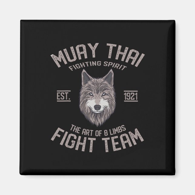 Muay Thai Wolf Thaiboxning Kickboxning  Magnet (Framsidan)