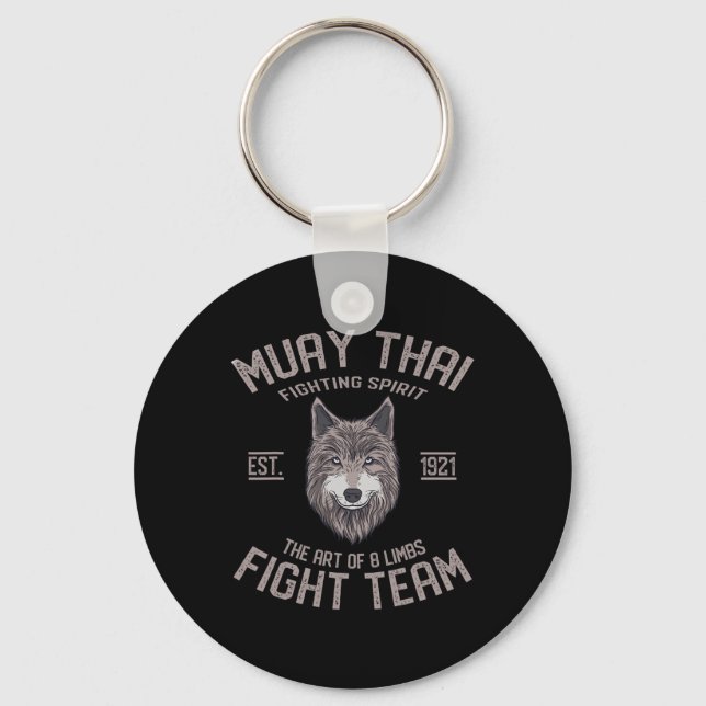Muay Thai Wolf Thaiboxning Kickboxning  Nyckelring (Framsida)