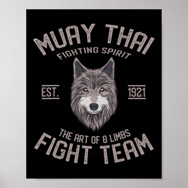 Muay Thai Wolf Thaiboxning Kickboxning  Poster (Framsidan)