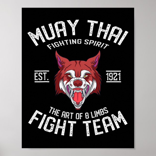 Muay Thai Wolf - Thailändsk Boxning Och Kickboxnin Poster (Framsidan)