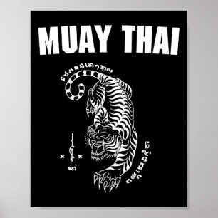 Muay Thailand Sak Yant Art Tattoo Tiger Kickboxnin Poster