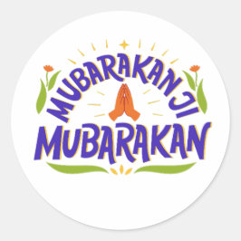 Mubarakan Desi bröllop firande-lekfull Runt Klistermärke