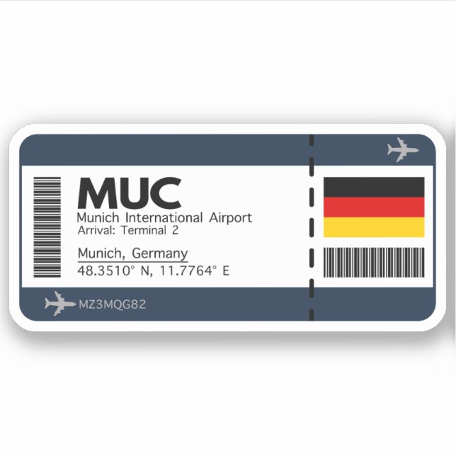 MUC Münchens ombordstigningspass - Resa Klistermärken (Framsida)
