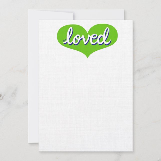 MUCH LOVED - adopted - Grönt kärlek hjärta Inbjudningar (Framsida)