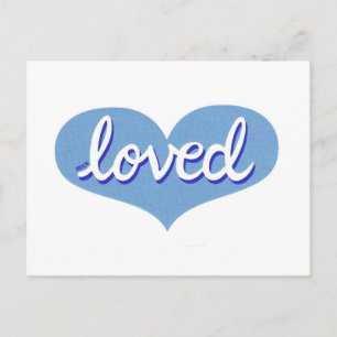 MUCH LOVED - adopterad - Blue kärlek-hjärta Vykort