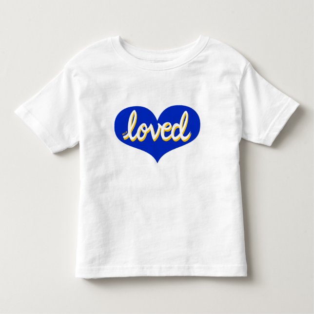MUCH LOVED - Blue kärlek eart- Boy/girl T Shirt (Framsida)