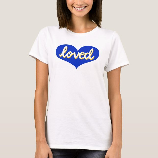 MUCH LOVED - Blue kärlek hjärta- T Shirt (Framsida)