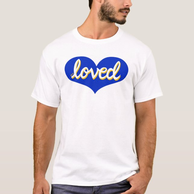 MUCH LOVED - Blue kärlek hjärta- T Shirt (Framsida)