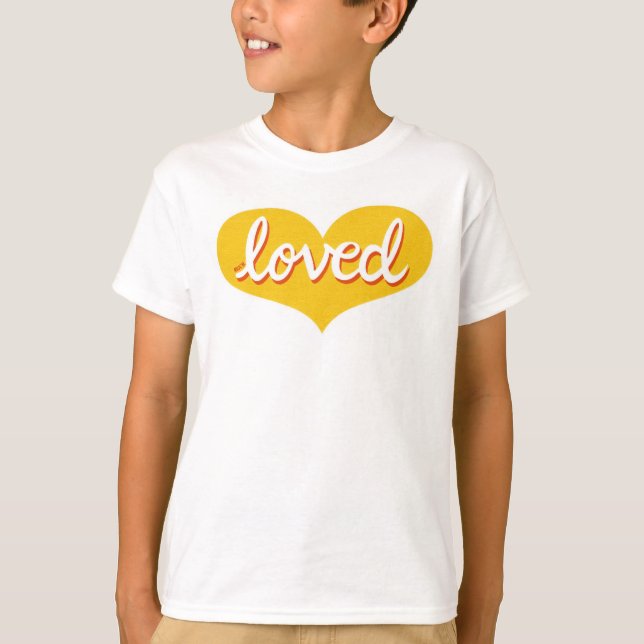 MUCH LOVED - Gult kärlek hjärta T Shirt (Framsida)