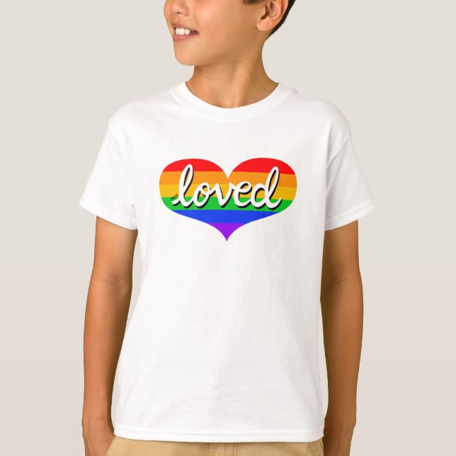 MUCH LOVED - Rainbow kärlek hjärta - Kids/Youth T-shirt (Framsida)