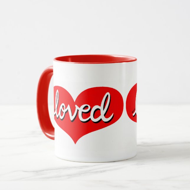 MUCH LOVED - Red kärlek hjärta- Mugg (Framsida vänster)