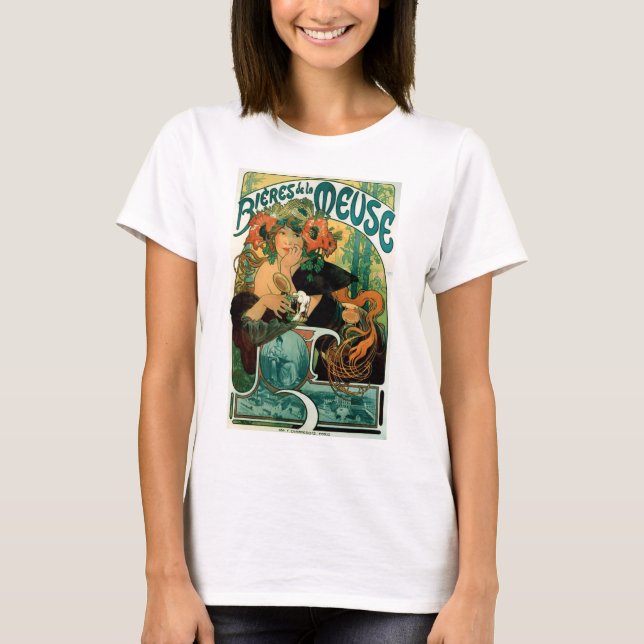 Mucha Art nouveau: Bieres de la Meuse T Shirt (Framsida)