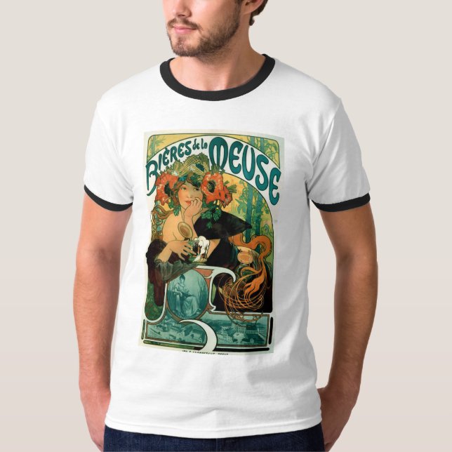 Mucha Art nouveau: Bieres de la Meuse Tee (Framsida)